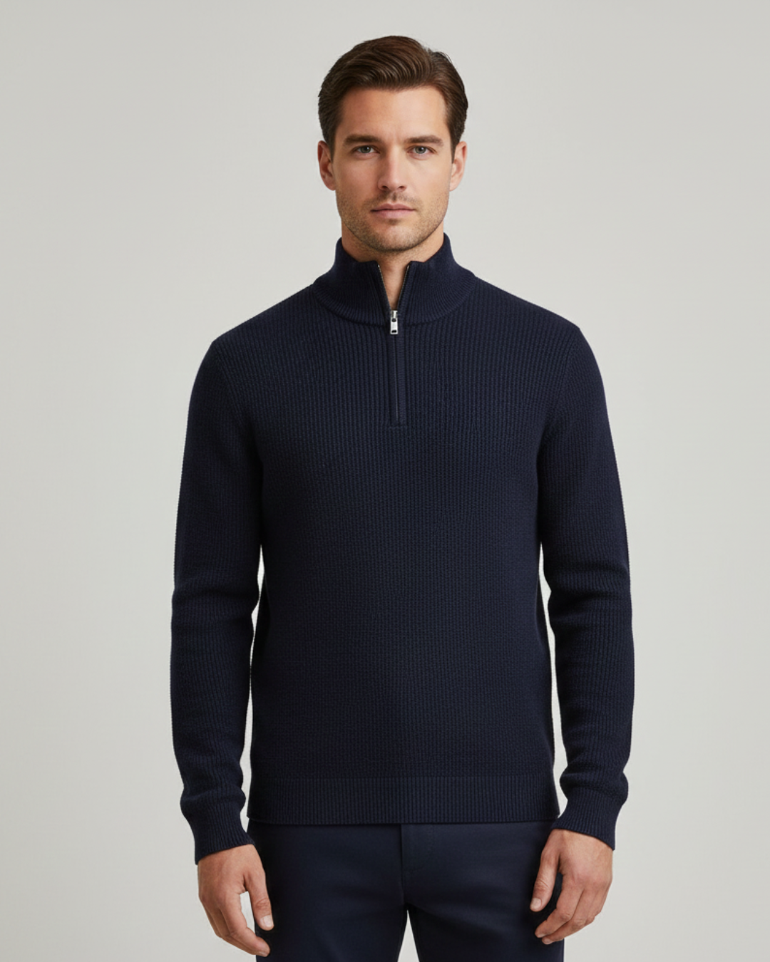 Ribbed zip-neck sweater