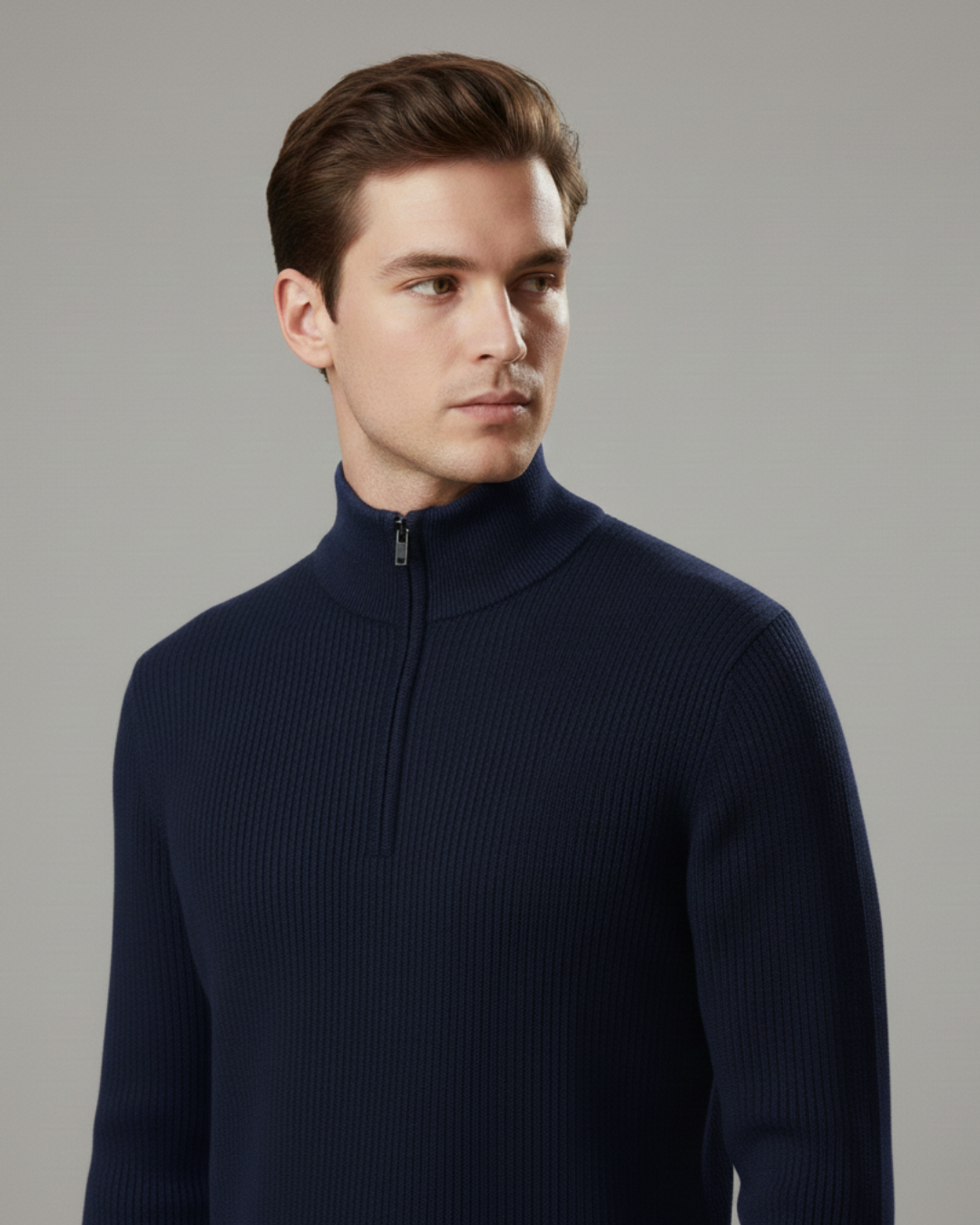 Ribbed zip-neck sweater