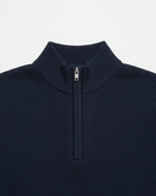 Ribbed zip-neck sweater