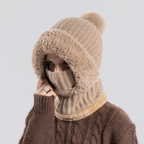 Fleece-lined knit hood