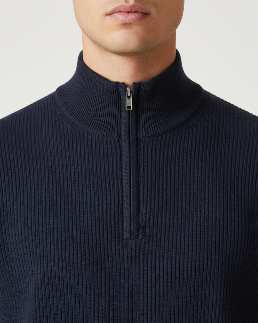 Ribbed zip-neck sweater