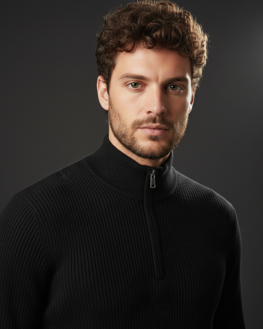 Ribbed zip-neck sweater