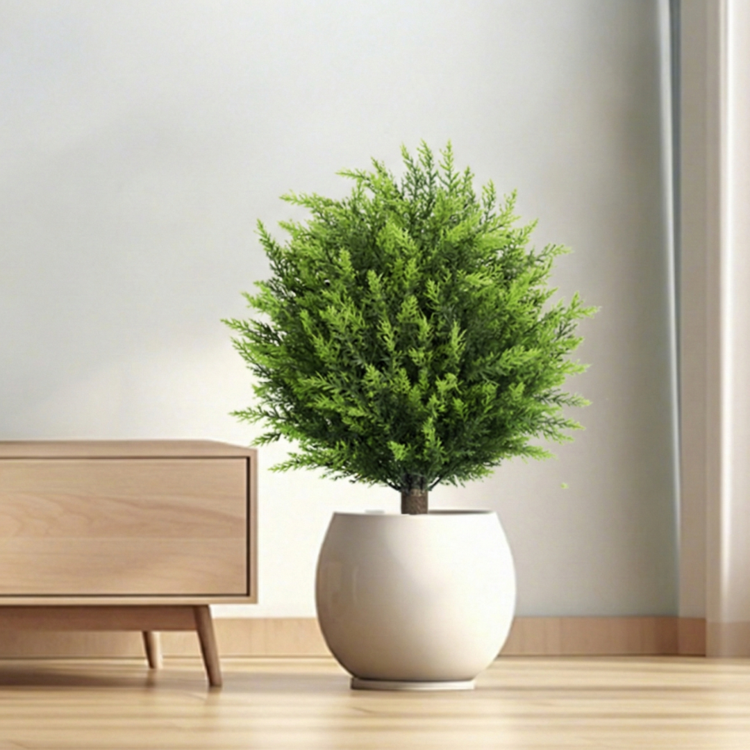 Artificial cedar topiary tree