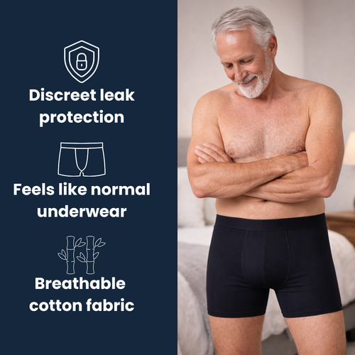 Men’s absorbent boxer briefs
