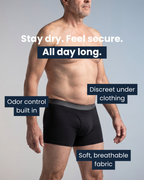 Men’s absorbent boxer briefs