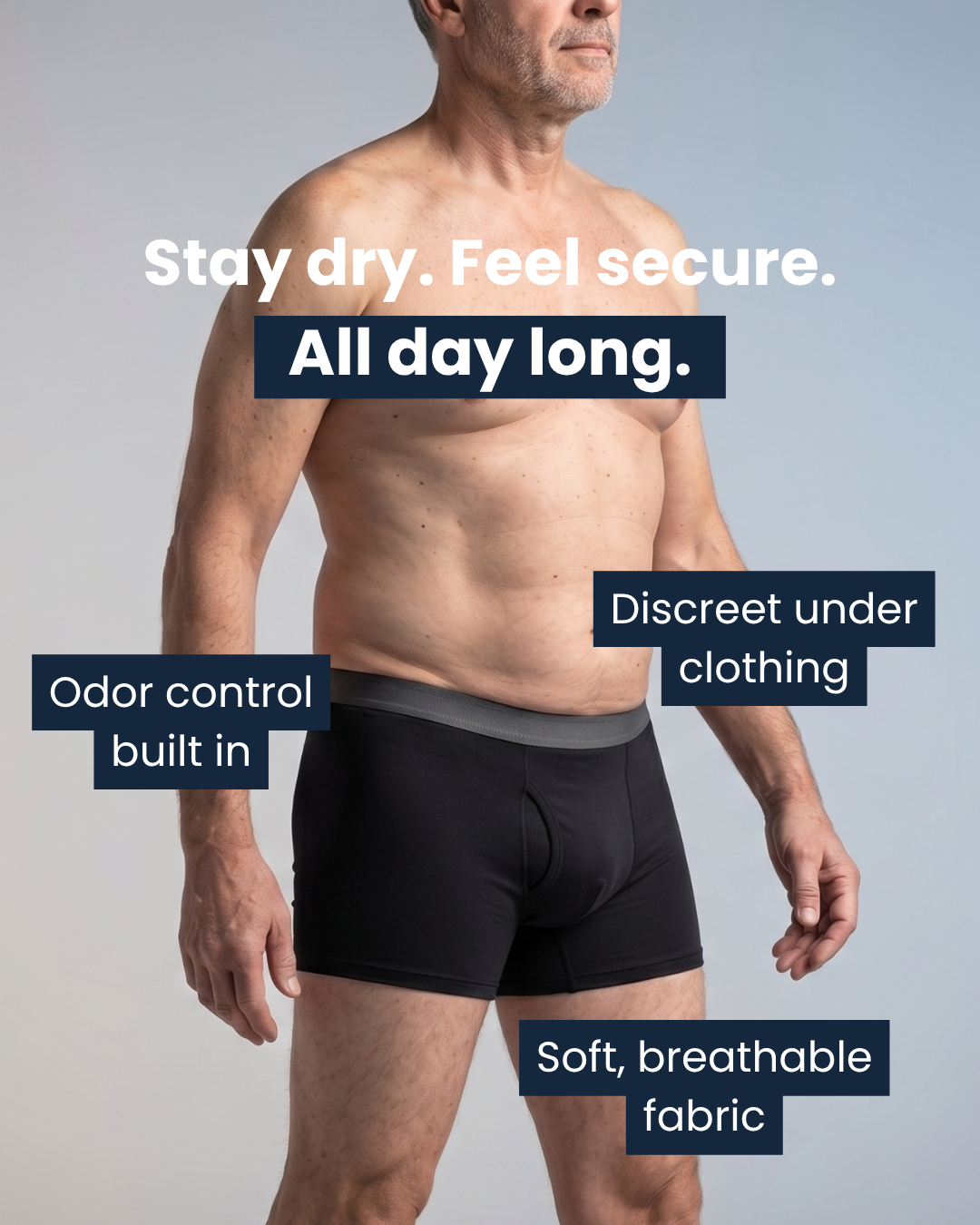 Men’s absorbent boxer briefs